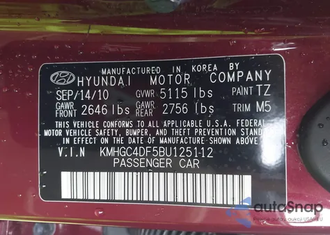 2011 Hyundai Genesis 4.6 z USA, uszkodzony, nr VIN KMHGC4DF5BU125112